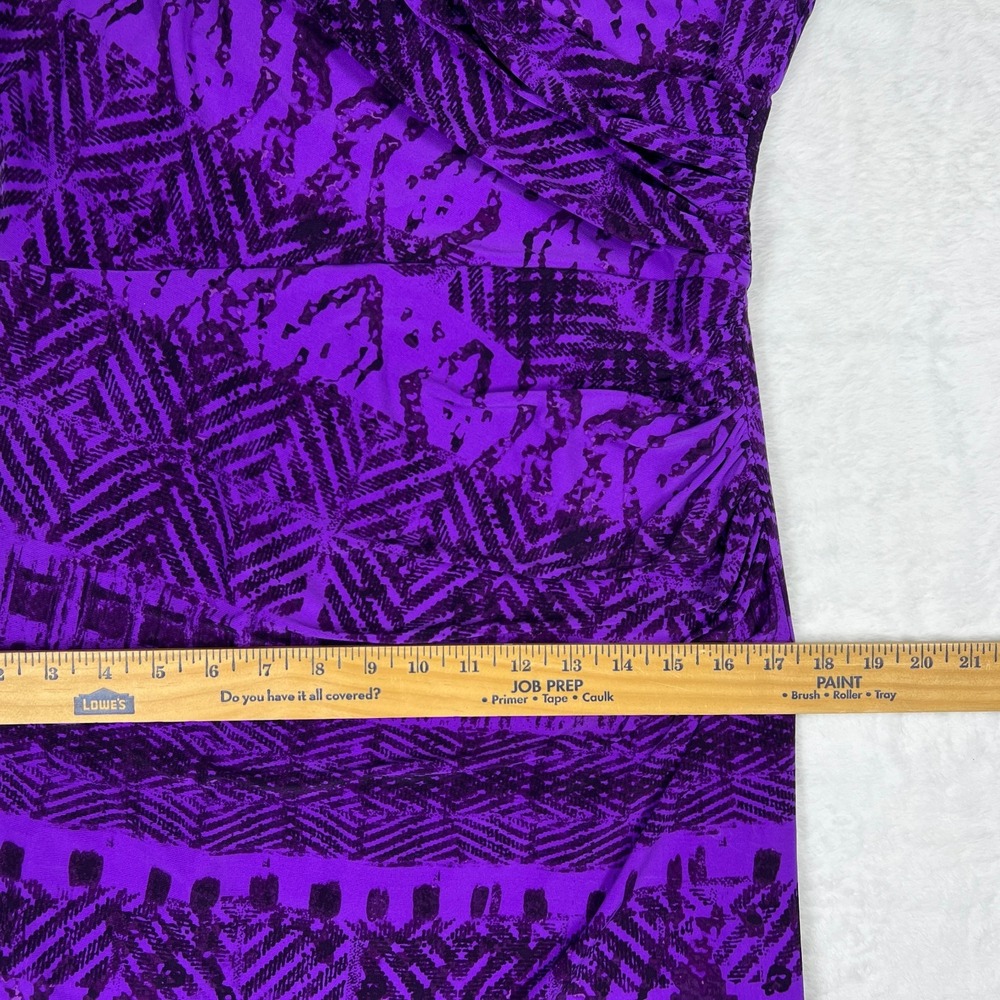 Lauren Ralph Lauren Purple Geometric Aztec Print Sleeveless V-Neck Sheath Dress - Picture 10 of 15
